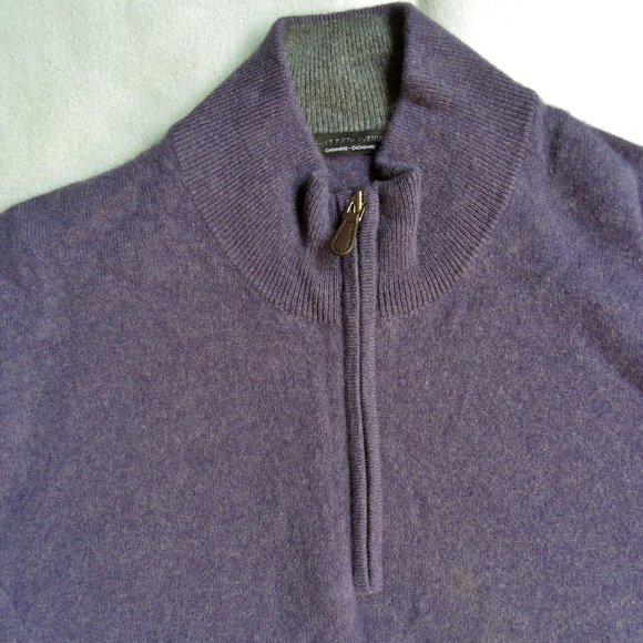 NEW Saks Fifth Avenue COLLECTION 1/4-Zip Mockneck Cashmere Pull-Over Sweater XXL - Picture 7 of 16